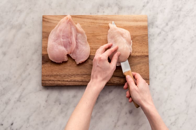 Pouletbrust einschneiden