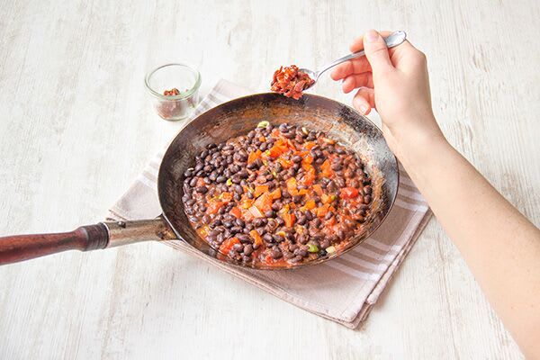 Cook the adobo beans