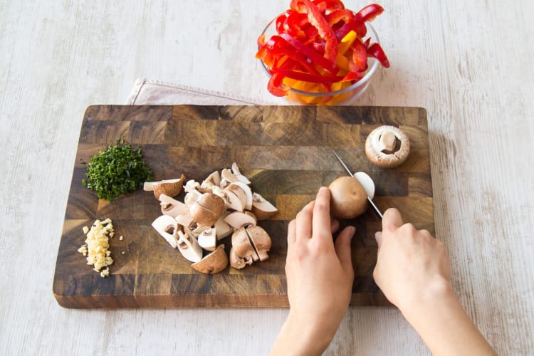 Prep the veggies and herbs