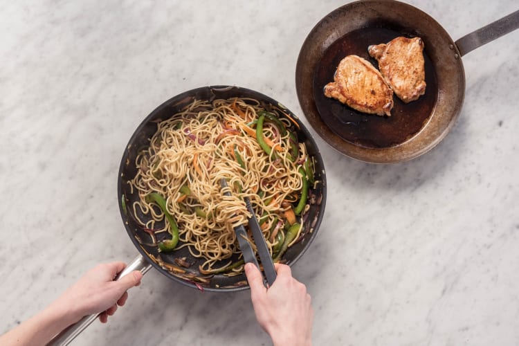 Warm the noodles through