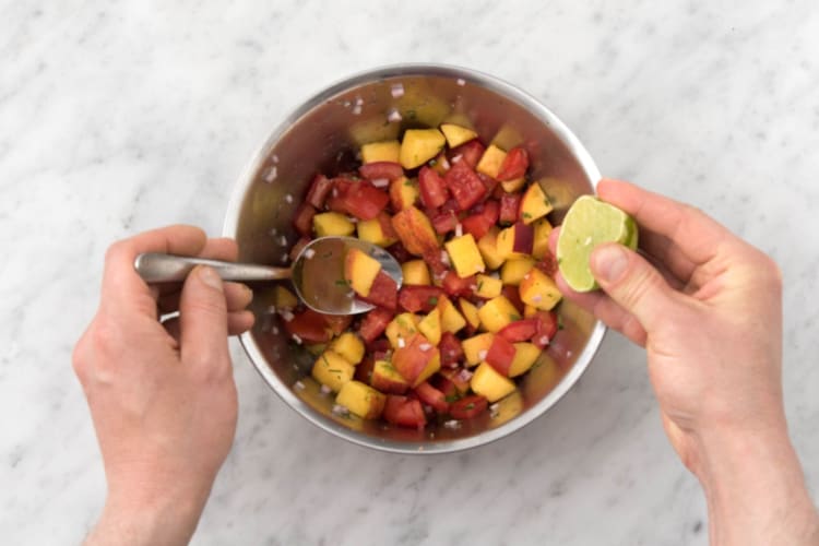 Make the peach salsa