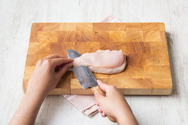 Slice the chicken breast horizontally