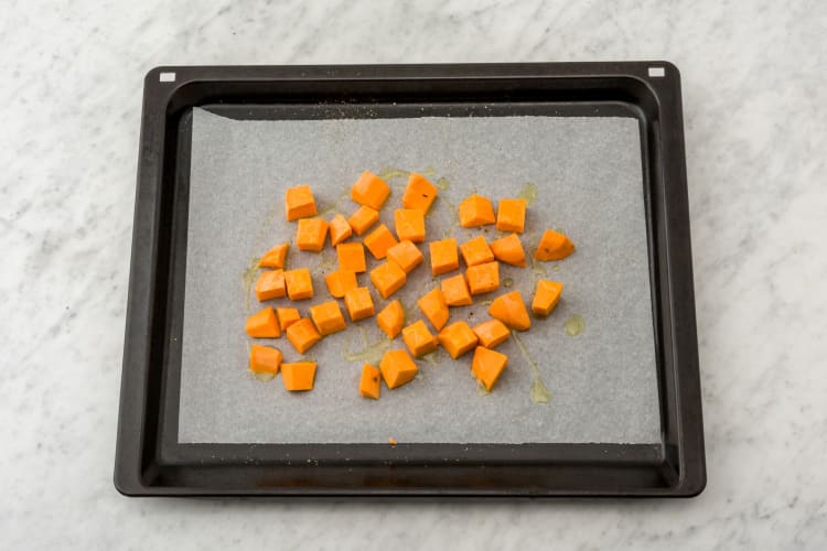 Roast the sweet potatoes