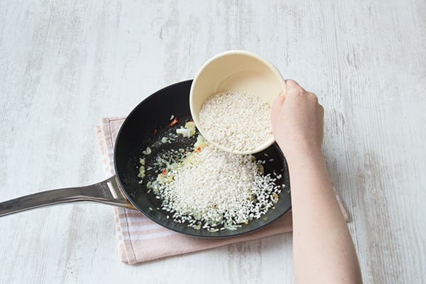 Add the arborio rice