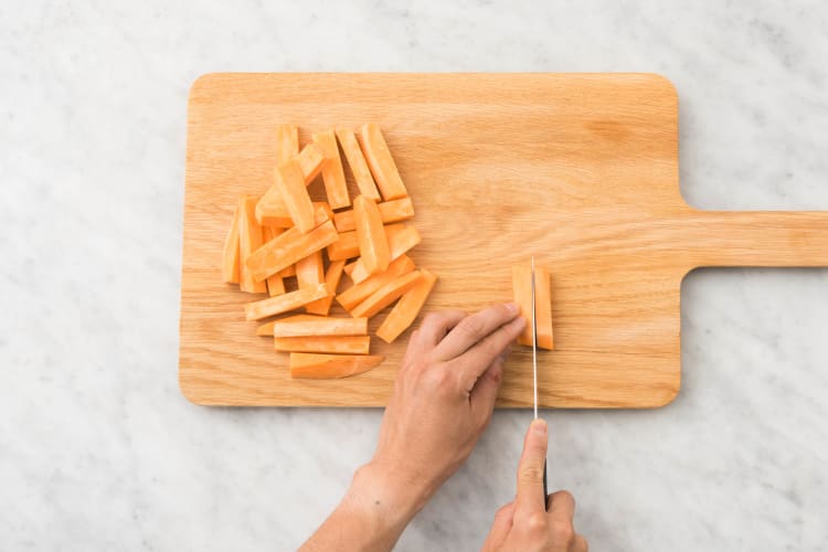 Découper les patates douces