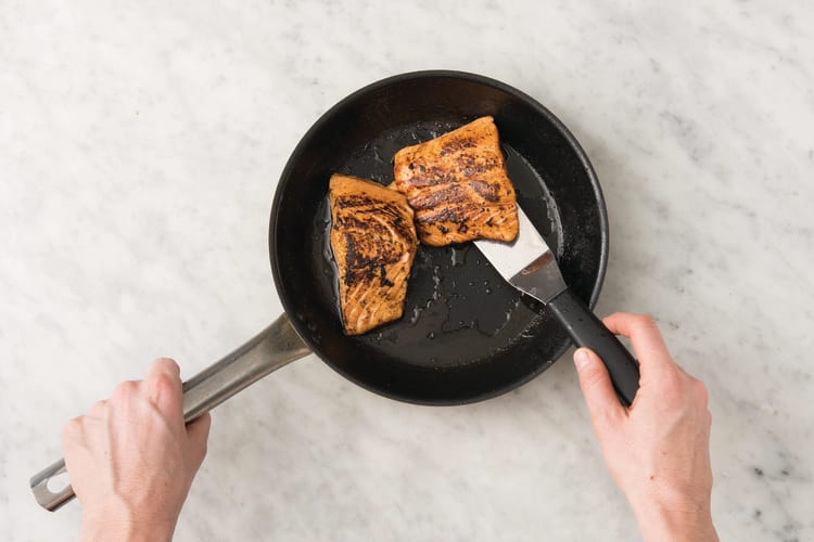 Cook the teriyaki salmon