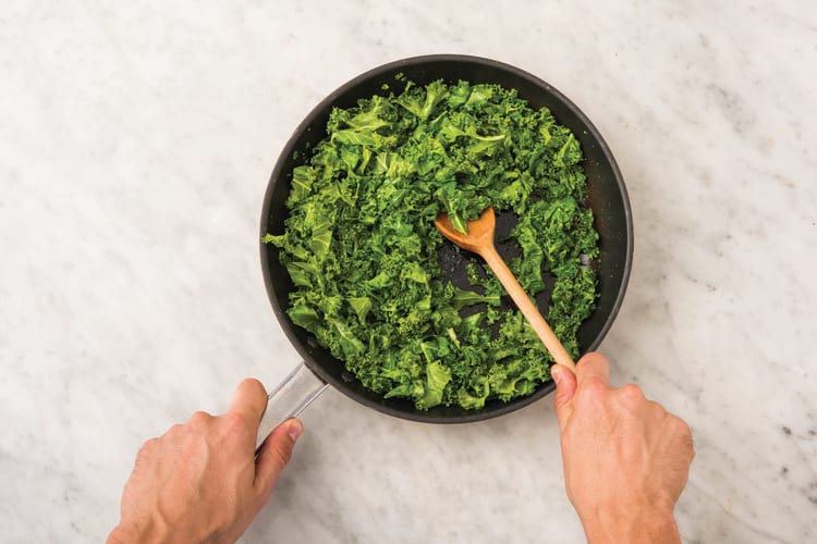 Cook the garlic kale