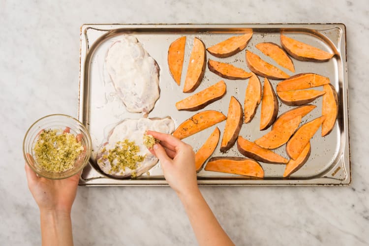 Bake Chicken and Sweet Potatoes