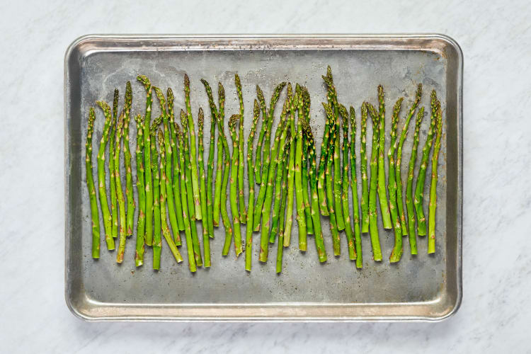 Roast Asparagus and Mash Sweet Potatoes