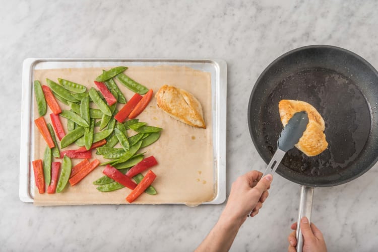 COOK VEGGIES & CHICKEN