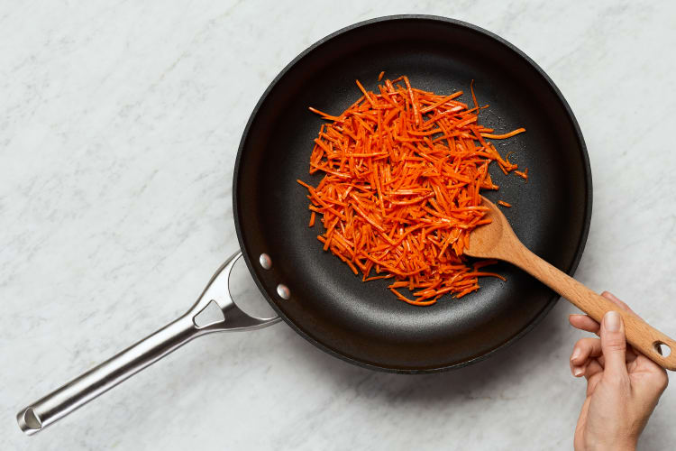 Cook Carrots and Sear Meatballs