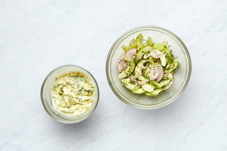 Make Cucumber Salad and Tzatiki