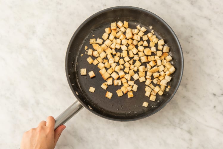 MAKE CROUTONS & ASSEMBLE SALAD