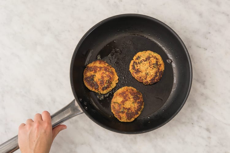 Cook the chickpea patties