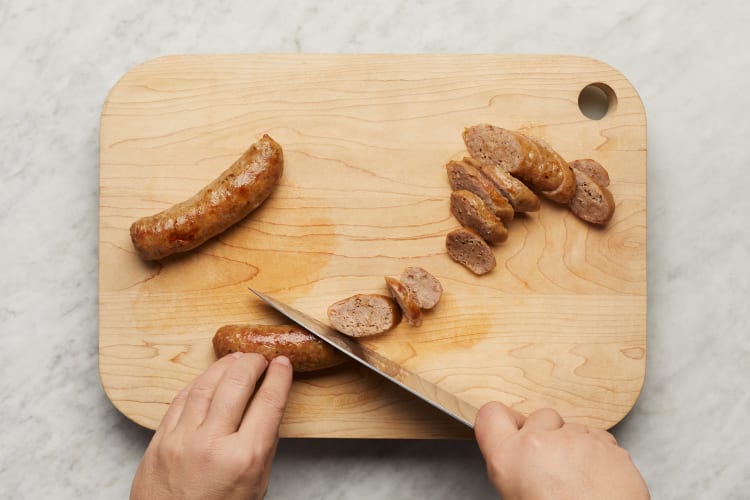 Toast Flatbreads and Slice Sausage