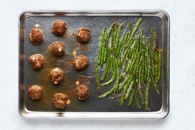 Bake Meatballs and Green Beans