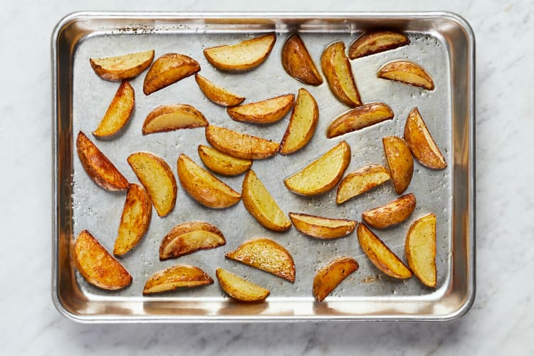 ROAST POTATOES AND MAKE PESTO MAYO