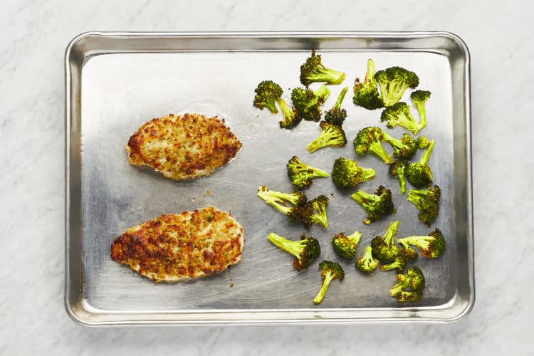 Roast Broccoli and Finish Chicken