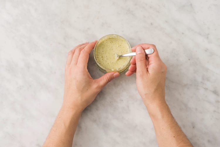 Make the pesto drizzle
