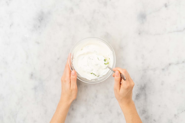 Make herby yogurt dip