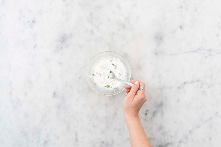 Mix cilantro yogurt
