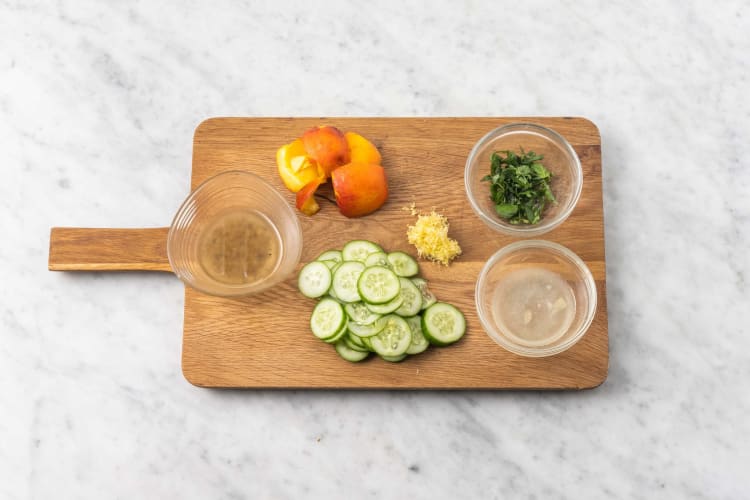 Prep  and marinate cucumbers