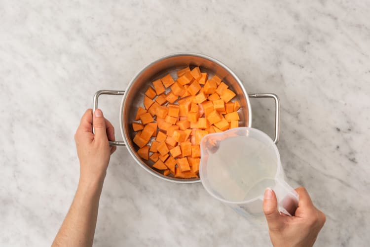 Cook sweet potatoes