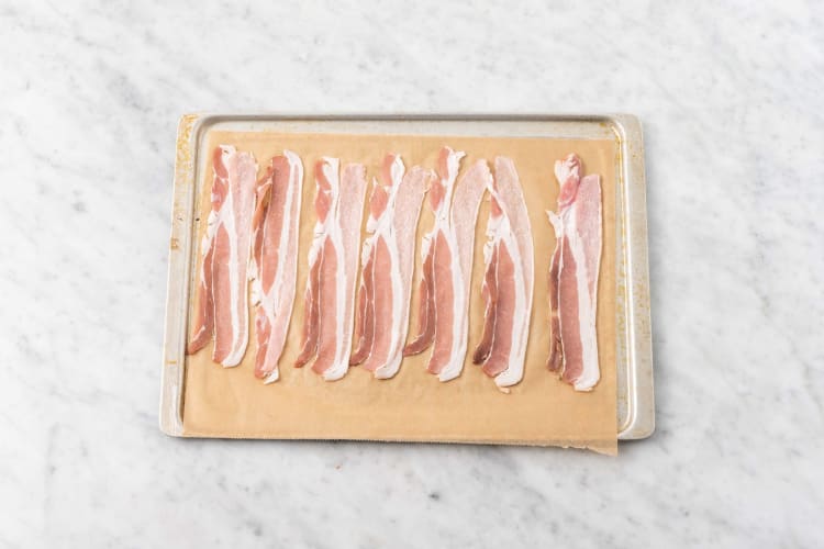 Cook bacon and start prep