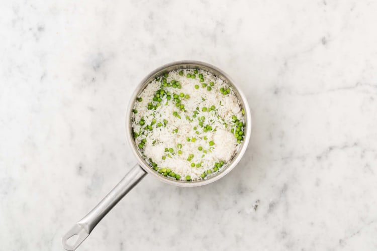 Cook rice and peas