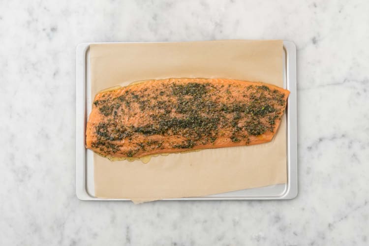 Coat and roast salmon