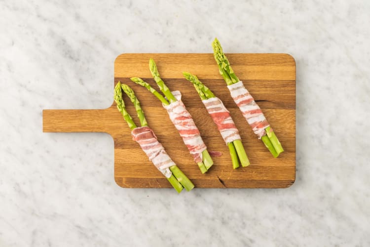Prep and wrap asparagus