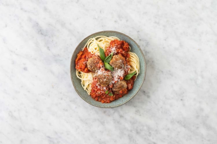 Spaghetti familial avec boulettes de dinde