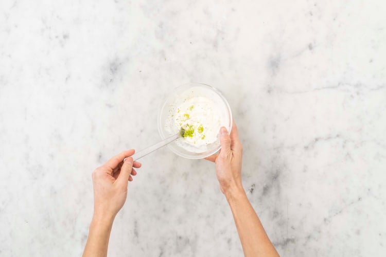 Make lime crema and salad