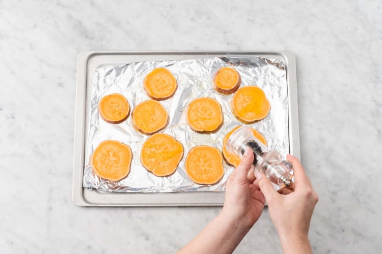 Griller les rondelles de patates douces