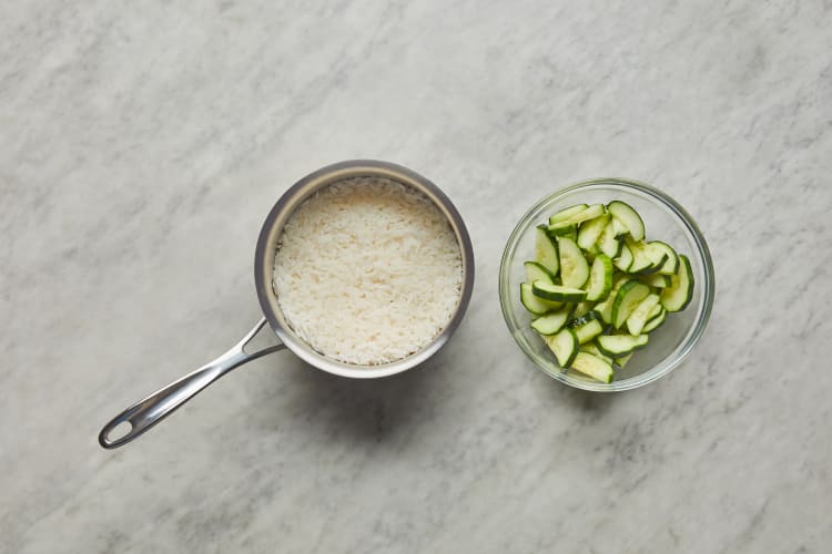 Cook Rice & Salt Cucumber