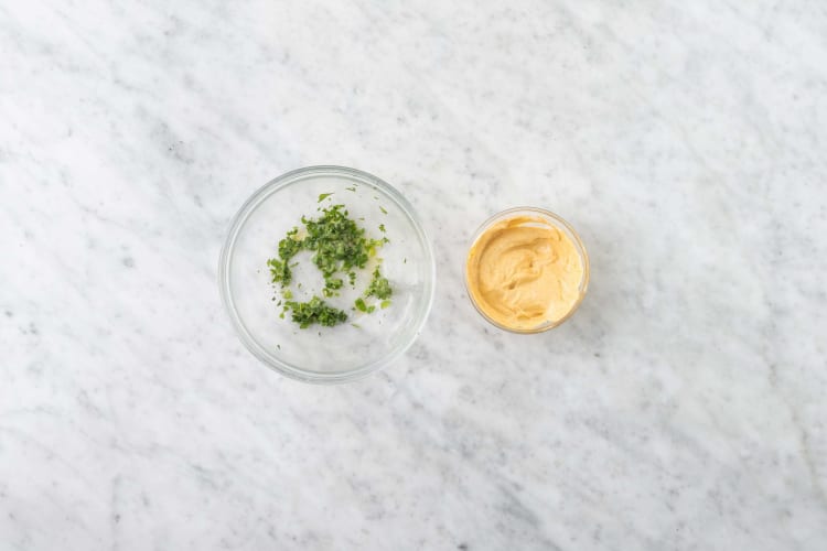 Make dressing and curry mayo