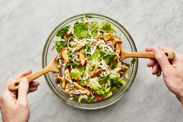 Cha Cha Chicken Avocado Salad with Lettuce Pepper Jack Cilantro Cumin Vinaigrette