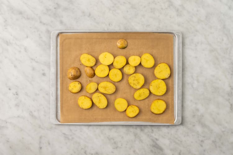 Prep and roast potato coins