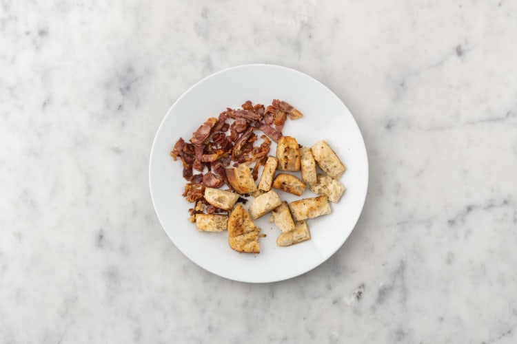 Prep and cook croutons