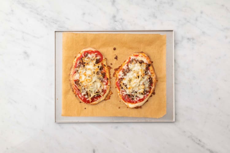 Assemble and bake flatbread pizzas