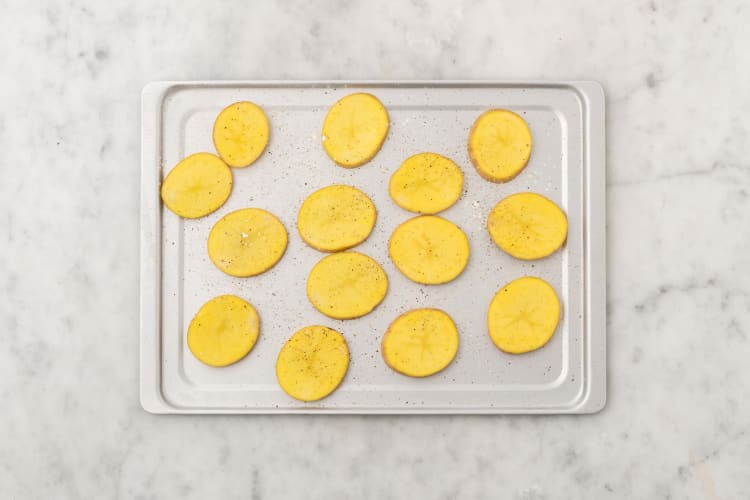 Prep and roast potato coins