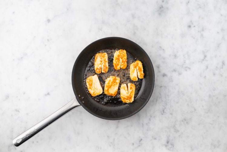 Fry and Glaze the Halloumi