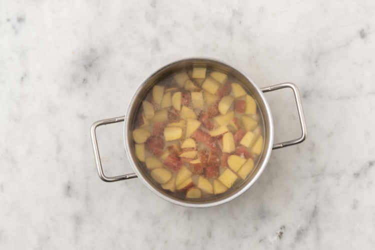 Prep and boil potatoes