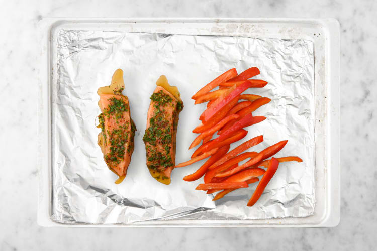 Roast salmon and peppers
