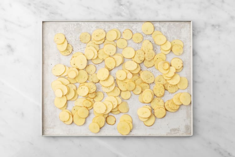 Prep and roast potato coins