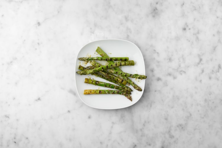 Grill and dress asparagus