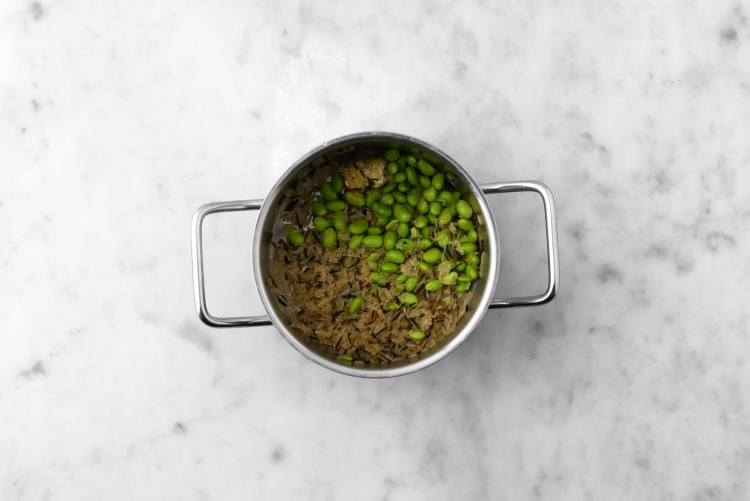 Cook edamame rice