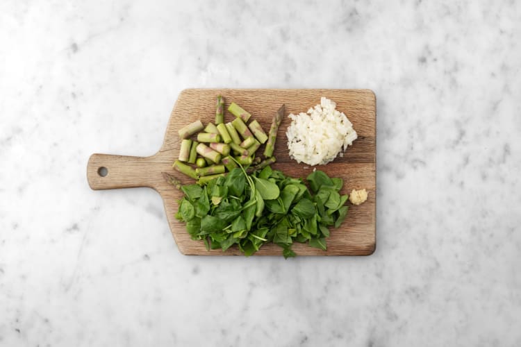 Orzo crémeux aux épinards et aux asperges