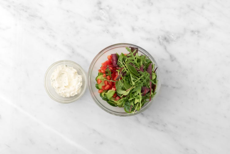 Prep sauce and salad