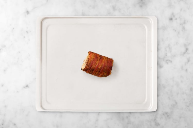 Roast bacon-wrapped pork